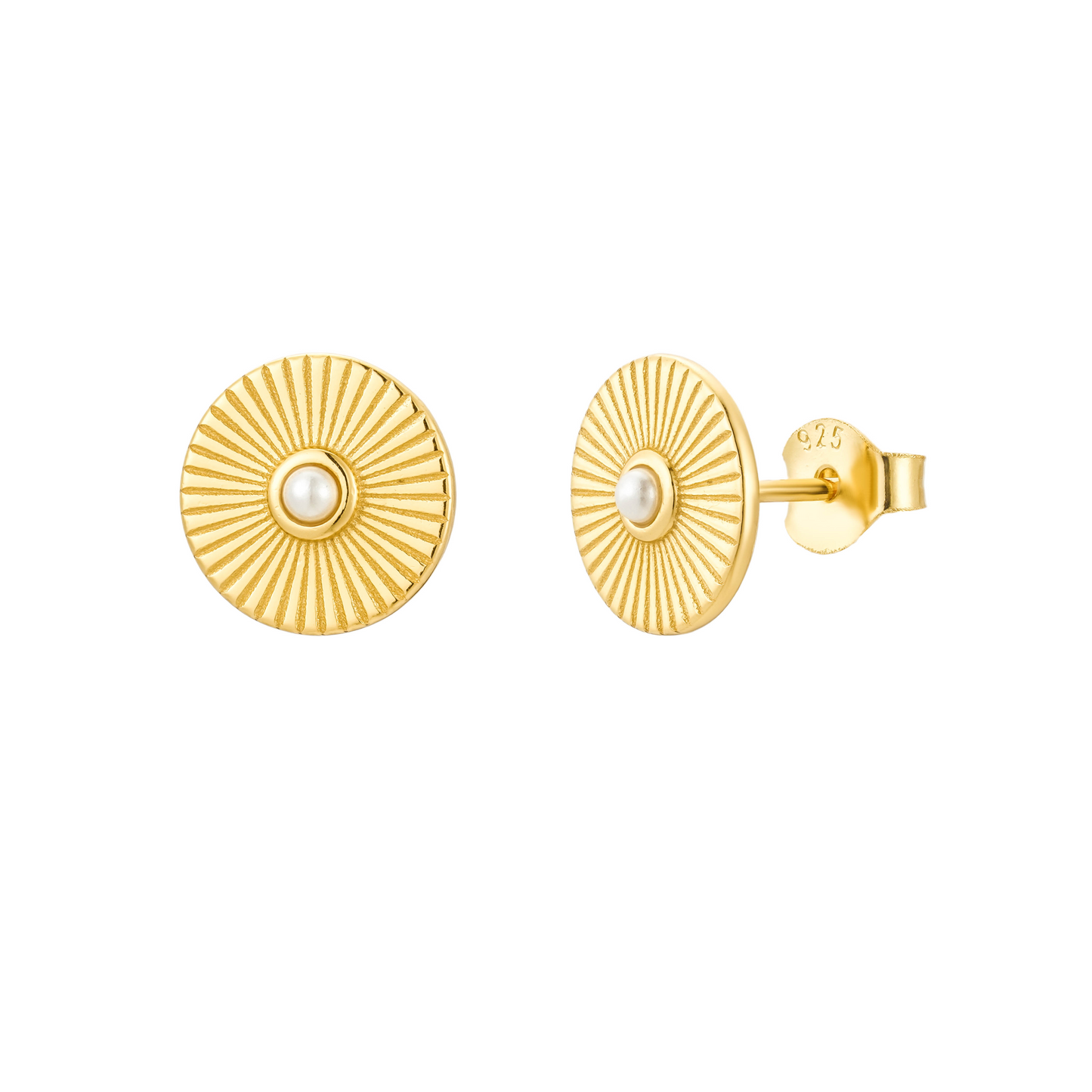 Sun Disc Freshwater Pearl Stud