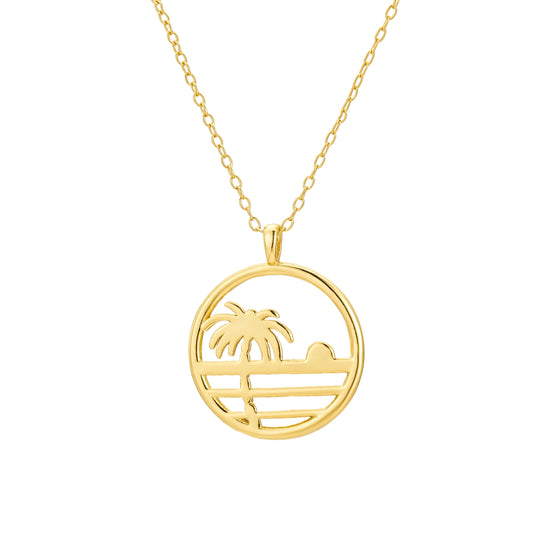 Summer Palm Tree Wave Necklace