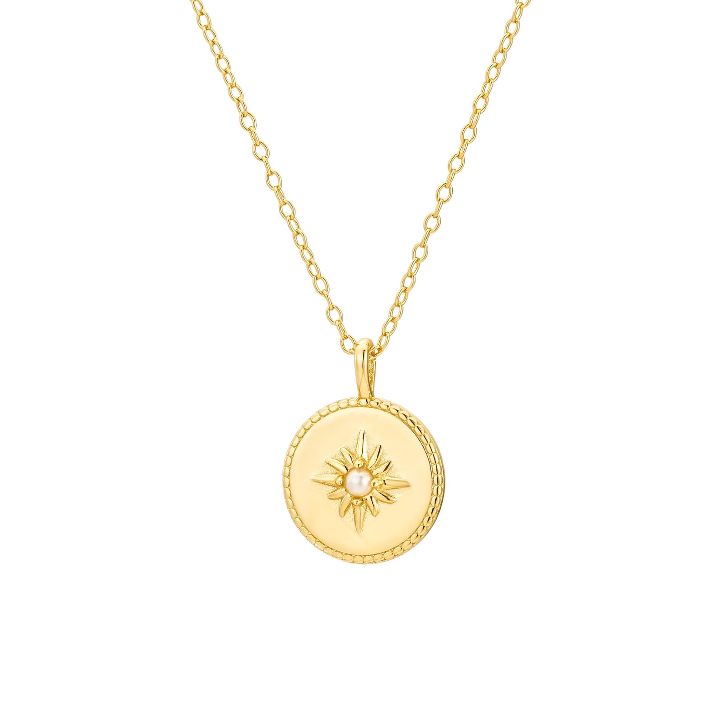 Sun Disc Mother Of Pearl Pendant Necklace