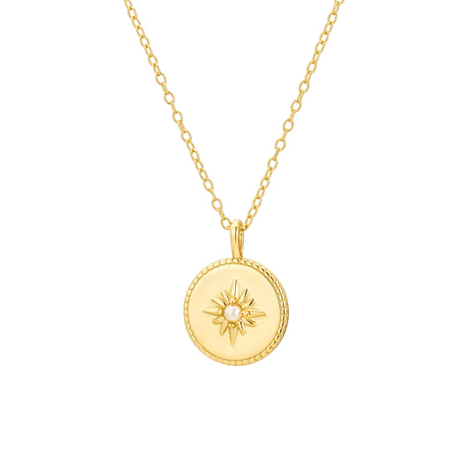 Sun Disc Mother Of Pearl Pendant Necklace