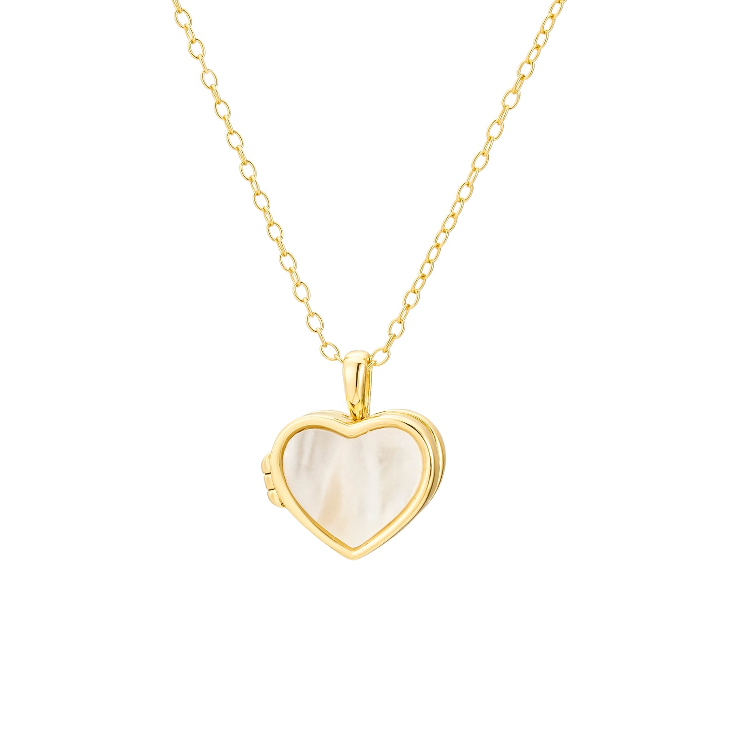 Heart Mother of Pearl Locket Necklace