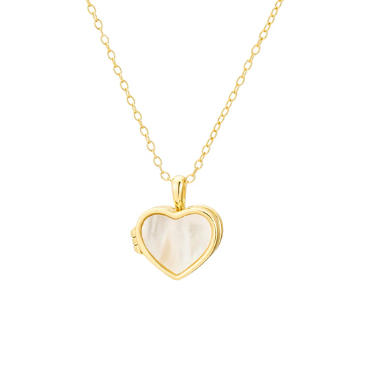 Heart Mother of Pearl Locket Necklace