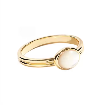 Moonstone Oval Natural Pearl Ring