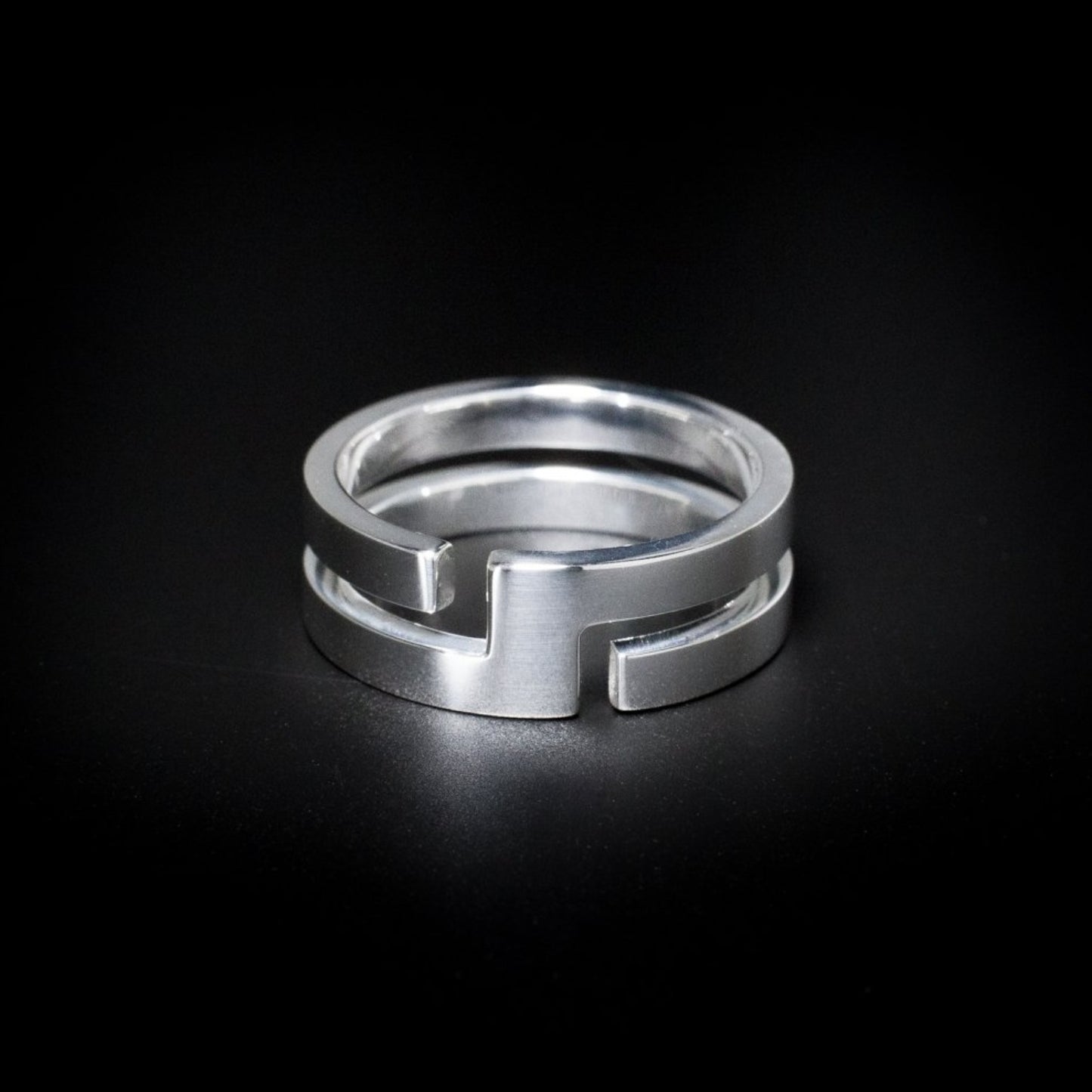 Z Line Slim - Sterling Silver 925 Modern Unisex Geometric Carved comfort 8x2mm Band