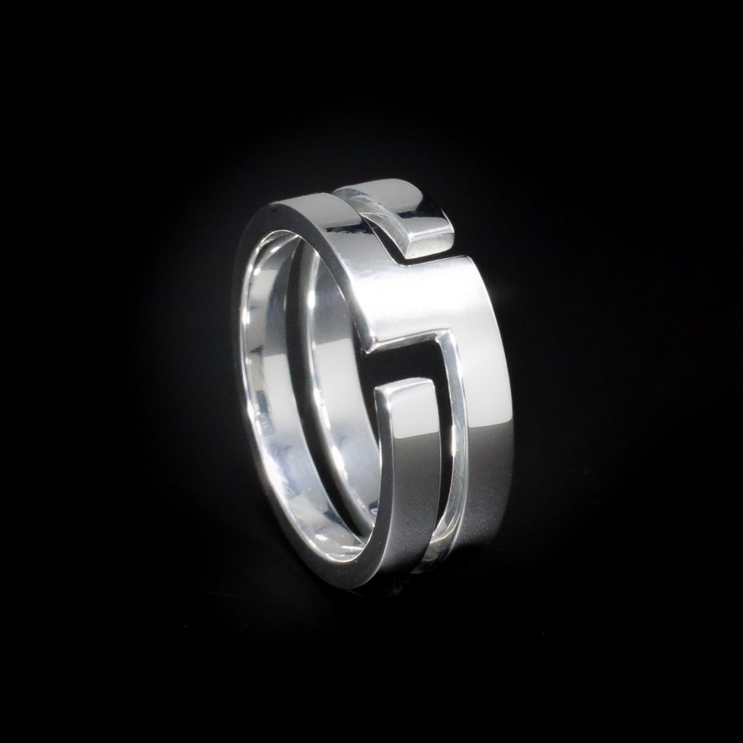 Z Line Slim - Sterling Silver 925 Modern Unisex Geometric Carved comfort 8x2mm Band