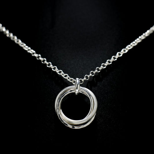 Tritan - Pendant Necklace Sterling Silver 925 3 Interwoven 2mm Matte Hammered Polish Handmade Fine Chain 45cm 50cm 60cm